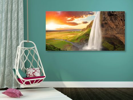 OBRAZ MAJESTÁTNÍ VODOPÁD NA ISLANDU - OBRAZY VODOPÁD - OBRAZY