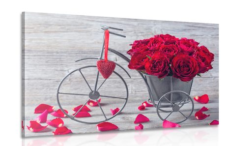 CANVAS PRINT BIKE FULL OF ROSES - PICTURES FLOWERS - PICTURES