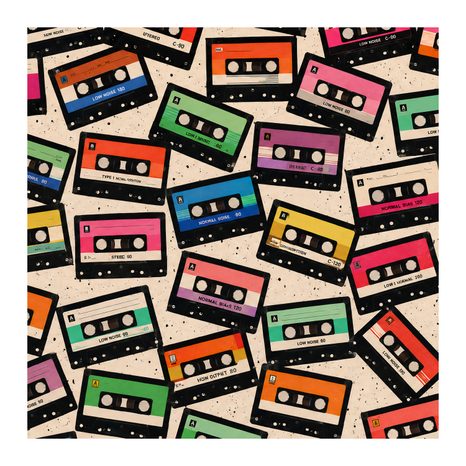 WANDBILD VINTAGE AUDIOKASSETTEN MIX - MUSIKBILDER - BILDER