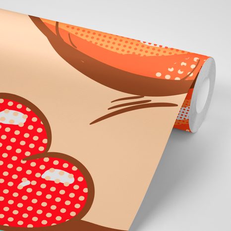 CARTA DA PARATI – BACIO POP ART PIENO D'AMORE - CARTA DA PARATI POP ART - CARTA DA PARATI