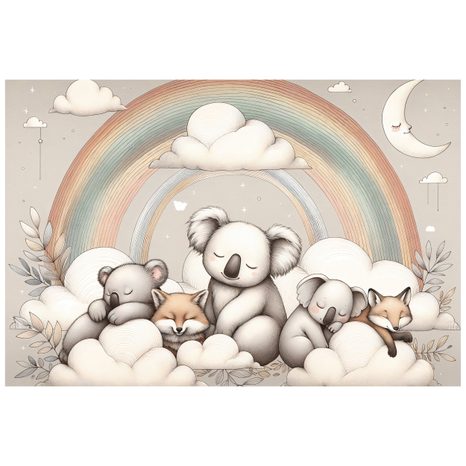 TAPETA DĚTSKÁ ZVÍŘÁTKA S DUHOU - DĚTSKÉ TAPETY - TAPETY