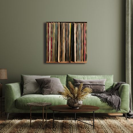 WANDBILD BUNTE ALBUMRÜCKEN - MUSIKBILDER - BILDER