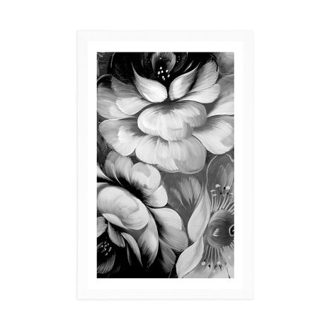 POSTER – MONDO IMPRESSIONISTA DEI FIORI IN BIANCO E NERO - NERO E BIANCO - POSTER