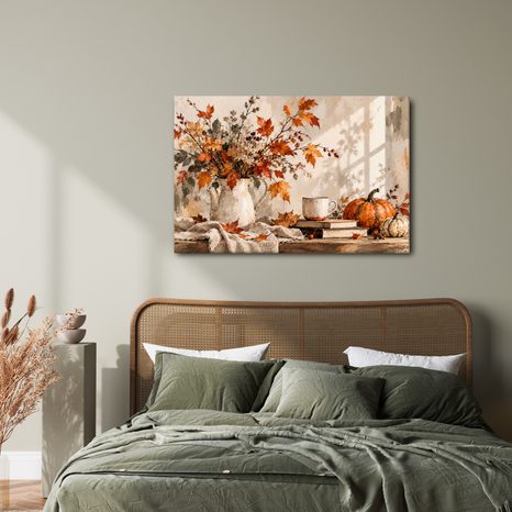QUADRO SU TELA – NATURA MORTA AUTUNNALE CON ZUCCHE - QUADRI DI NATURE MORTE - STAMPE E QUADRI