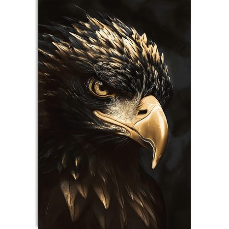 QUADRO SU TELA – AQUILA NERO-ORO - QUADRI I DOMINATORI DEL REGNO ANIMALE - STAMPE E QUADRI