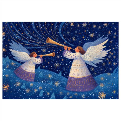 OBRAZ VÁNOČNÍ ANDĚLÉ V ZIMNÍ NOCI - VÁNOČNÍ A ZIMNÍ OBRAZY - OBRAZY