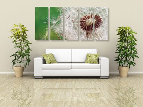 TABLOU 5-PIESE SEMINȚE DE PĂPĂDIE - TABLOU FLORI - TABLOURI