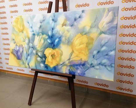 OBRAZ AKVARELOVÉ ŽLUTÉ TULIPÁNY - OBRAZY KVĚTŮ - OBRAZY