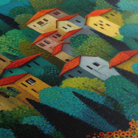 OBRAZ BAREVNÉ DOMY V PŘÍRODĚ - BAREVNÉ DOMY - OBRAZY