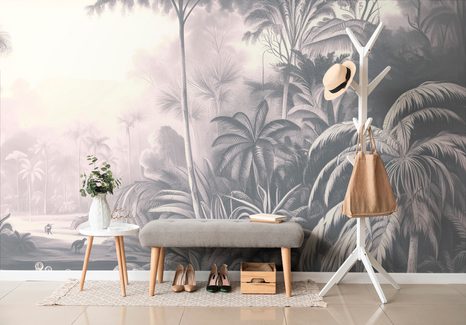 CARTA DA PARATI – ALBERI TROPICALI CON TOCCO VINTAGE - CARTA DA PARATI ALBERI - CARTA DA PARATI