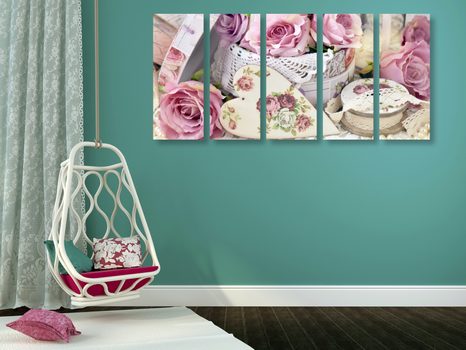 5-DÍLNÝ OBRAZ ROMANTICKÝ VINTAGE STYL - VINTAGE A RETRO OBRAZY - OBRAZY