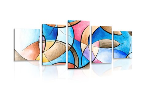 5-PIECE CANVAS PRINT ABSTRACT DRAWING OF SHAPES