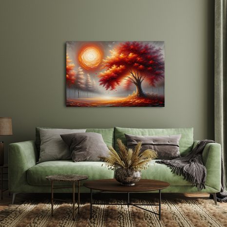 SLIKA VATRENO DRVO ŽIVOTA NA JESENSKOM SUNCU - SLIKE STABLA ŽIVOTA - SLIKE