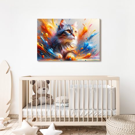 TABLOU PISICĂ ÎN EXPLOZIE DE CULORI - TABLOURI CU PISICI - TABLOURI