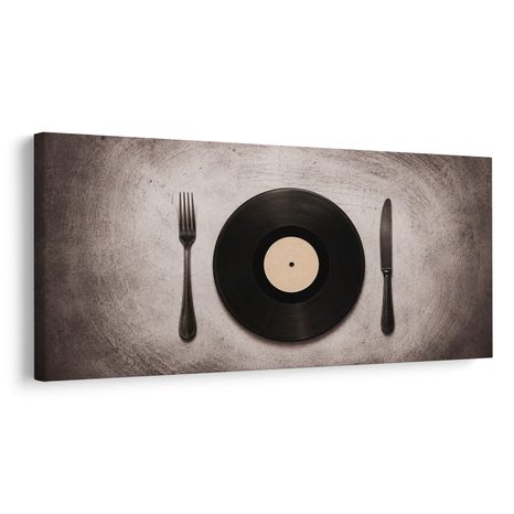WANDBILD RETRO-DINNER AUF PLATTE - MUSIKBILDER - BILDER
