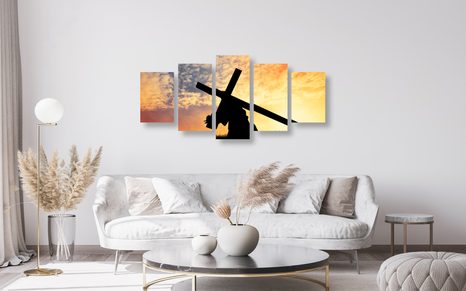5-DÍLNÝ OBRAZ KŘÍŽ NA RAMENOU - OBRAZY ANDĚLŮ - OBRAZY