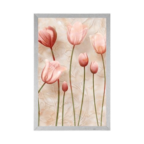 PLAKÁT STARORŮŽOVÉ TULIPÁNY - KVĚTINY - PLAKÁTY
