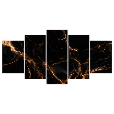 5-DÍLNÝ OBRAZ ZLATÉ ŽÍLY V TEMNOTĚ - MARBLE PICTURES - PICTURES