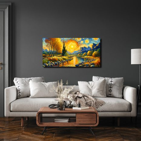 OBRAZ ZLATÝ TOK ŘEKY - OBRAZY VÝCHOD A ZÁPAD SLUNCE - OBRAZY