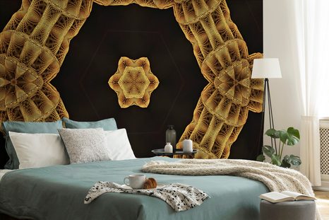 TAPETE INTERESSANTES GOLDENES MANDALA - TAPETEN MIT FENG SHUI-MOTIVEN - TAPETEN