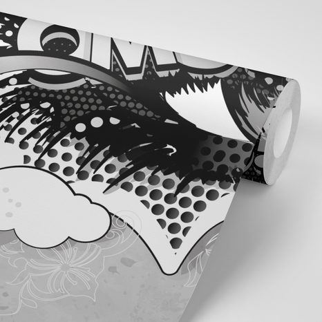 CARTA DA PARATI – OCCHIO GRAFFITI GRIGIO - CARTA DA PARATI ARTE DI STRADA - CARTA DA PARATI