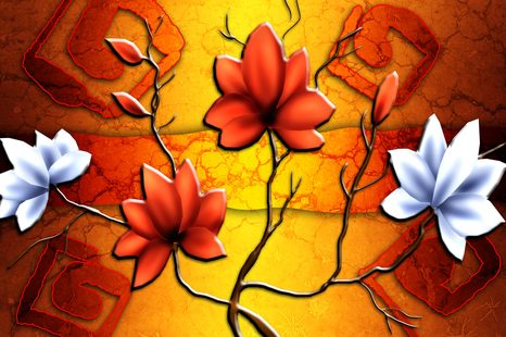 KÉP VIRÁGOK ETNO STÍLUSBAN - ABSZTRAKT KÉPEK - KÉPEK