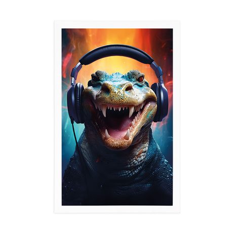 POSZTER FÜLHALLGATÓS ALIGÁTORRAL. - PARTI ÁLLATOK FÜLHALLGATÓVAL - POSZTEREK
