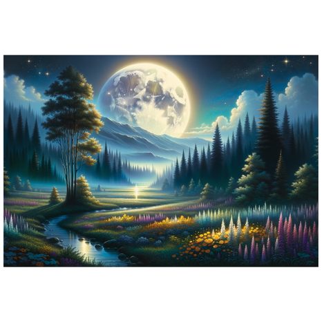 SAMOLEPÍCÍ TAPETA KOUZELNÁ NOČNÍ KRAJINA S MĚSÍCEM - TAPETY - TOTÁLNÍ VÝPRODEJ 🔥