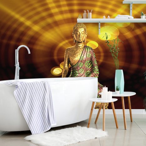 TAPET STATUIA LUI BUDDHA CU FUNDAL ABSTRACT - TAPET FENG SHUI - TAPETURI