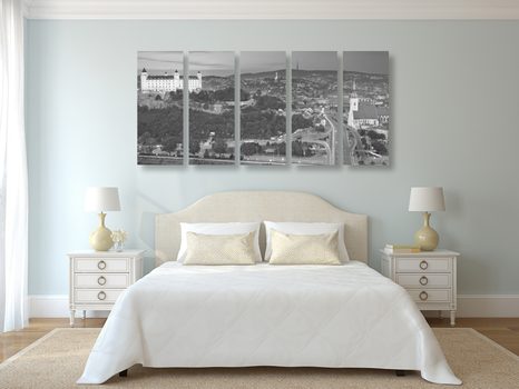 5-RÉSZES KÉP ESTE POZSONYBAN FEKETE FEHÉRBEN - FEKETE-FEHÉR KÉPEK - KÉPEK