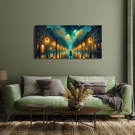 OBRAZ ROMANTICKÁ ULICE S POULIČNÍMI LAMPAMI - OBRAZY MĚSTA - OBRAZY