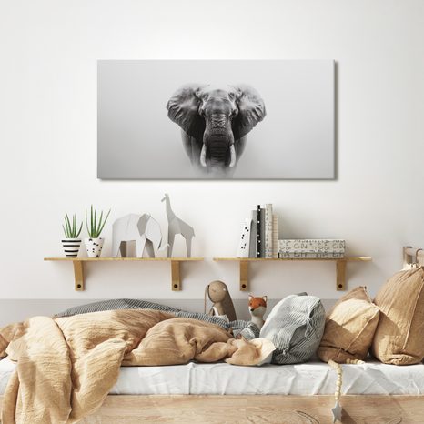 OBRAZ ČERNOBÍLÝ SLONÍ PORTRÉT - OBRAZY SLONI - OBRAZY