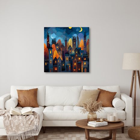 WANDBILD WINTERLICHES MÄRCHENSTADT - BUNTE HÄUSER - BILDER