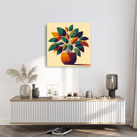 WANDBILD TROPISCHE BLÄTTER IN WARMEN TÖNEN - BOTANISCHE BILDER - BILDER