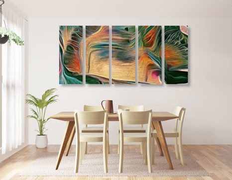 5-DÍLNÝ OBRAZ PSYCHADELICKÁ ABSTRAKCE - ABSTRAKTNÍ OBRAZY - OBRAZY