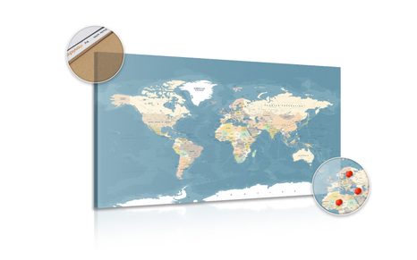 OBRAZ NA KORKU STYLOVÁ VINTAGE MAPA SVĚTA - OBRAZY NA KORKU - OBRAZY