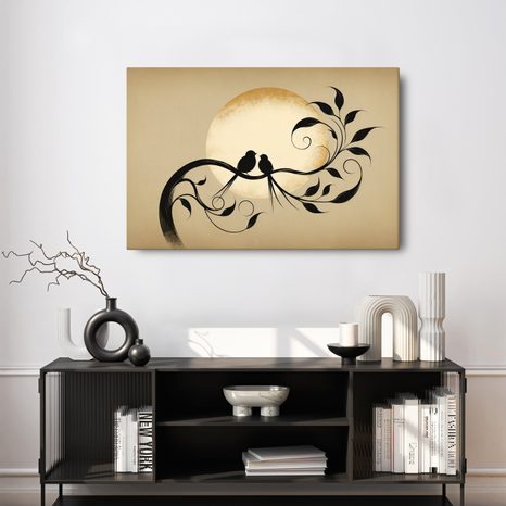 WANDBILD LIEBE AUF EINEM AST - BILDER VON VÖGELN - BILDER