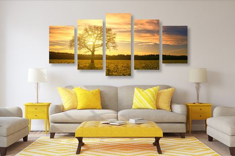 5 RÉSZES KÉP MAGÁNYOS FA - FÁKAT ÉS LEVELEKET ÁBRÁZOLÓ KÉPEK - KÉPEK