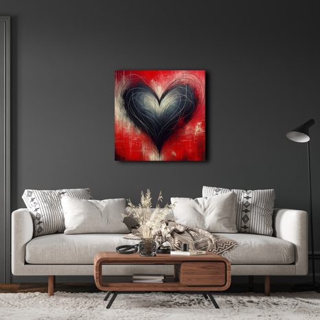 OBRAZ ČERNOBÍLÉ SRDCE V CHAOSU - OBRAZY LÁSKA - OBRAZY