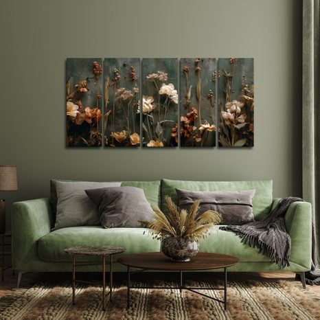 5-TEILIGES WANDBILD BLUMENHARMONIE - BILDER BLUMEN - BILDER