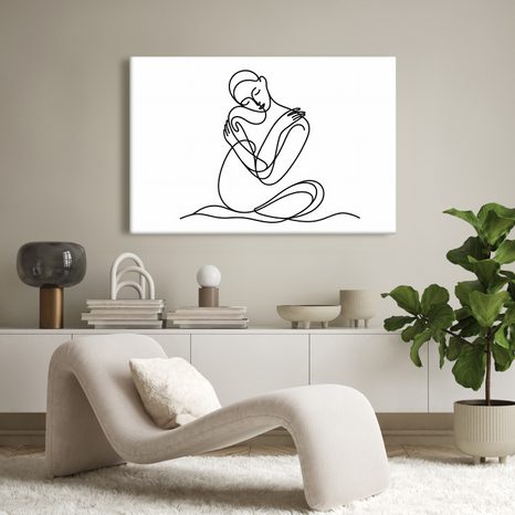 WANDBILD ABSTRAKTE UMARMUNG IN LINIE - WANDBILDER FRAUEN - BILDER