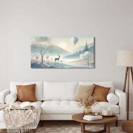 OBRAZ LESNÍ KRAJINA S JELENEM A HORAMI - PICTURES OF ANIMALS - PICTURES
