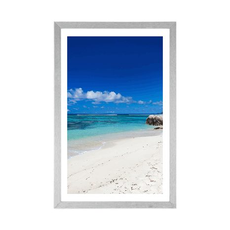 POSTER WITH MOUNT ANSE SOURCE BEACH - NATURE - POSTERS