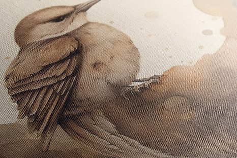 QUADRO SU TELA – UCCELLINO SOGNANTE - ANIMALI DA SOGNO - STAMPE E QUADRI