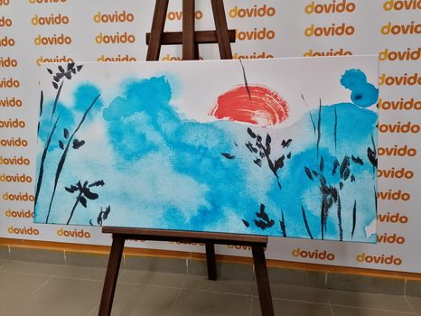 OBRAZ JAPONSKÁ MODRÁ OBLOHA A ČERVENÉ SLUNCE - OBRAZY PŘÍRODY A KRAJINY - OBRAZY