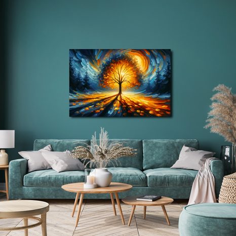 WANDBILD LEBENSBAUM INMITTEN EINES DUNKLEN WALDES - BILDER BÄUME DES LEBENS - BILDER