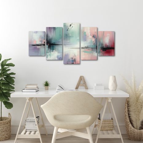 5-DÍLNÝ OBRAZ ABSTRAKTNÍ HARMONIÍ BAREV - ABSTRAKTNÍ OBRAZY - OBRAZY