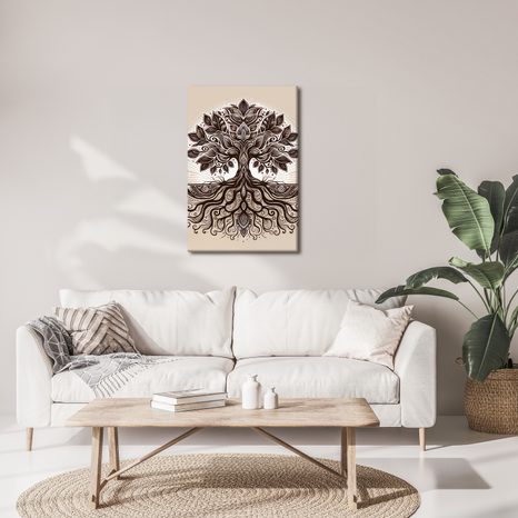 WANDBILD DEKORATIVER BAUM DES LEBENS AUF BEIGE - BILDER BÄUME DES LEBENS - BILDER