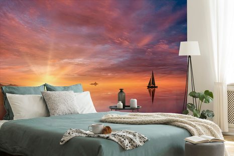 SAMOLEPÍCÍ TAPETA OPUŠTĚNÁ LOĎKA NA MOŘI - SAMOLEPÍCÍ TAPETY - TAPETY