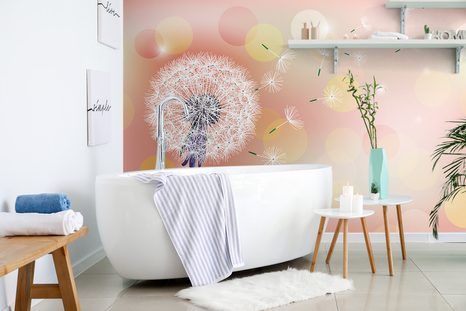 CARTA DA PARATI AUTOADESIVA – SOFFIONE ROSSO CON SFONDO ASTRATTO - CARTA DA PARATI AUTOADESIVE - CARTA DA PARATI